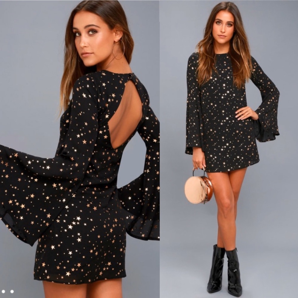 ⭐️ Lulu’s Shiny Rose Gold Star Dress ⭐️